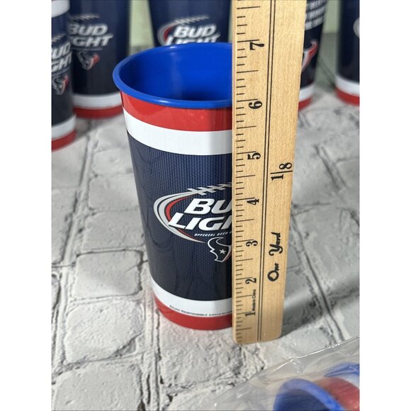 Set of 15 Blue Houston Texans Bud Light Plastic 18 oz. Reusable Cups 6” NEW - Picture 9 of 9